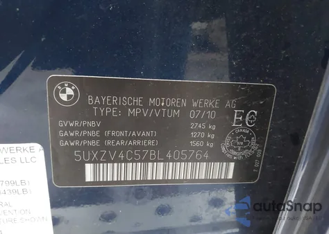 2011 BMW X5 xDrive35I/xDrive35I Premium/xDrive35I Sport Activity from USA, damaged, VIN 5UXZV4C57BL405764